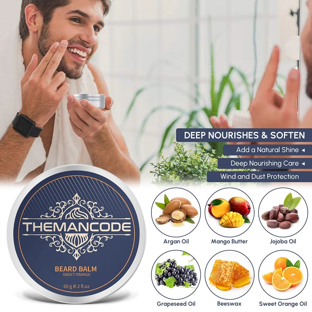 Beard balm from the Beard Grooming Kit for styling and conditioning