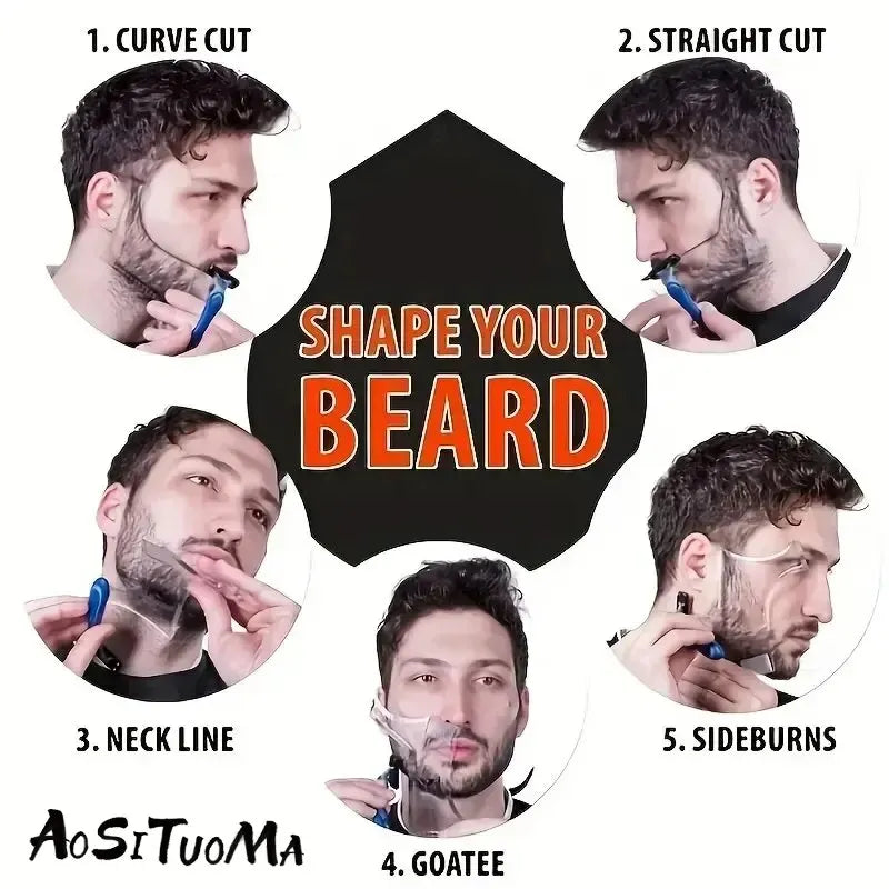 Beard comb contour tool for shaping sideburns and beards