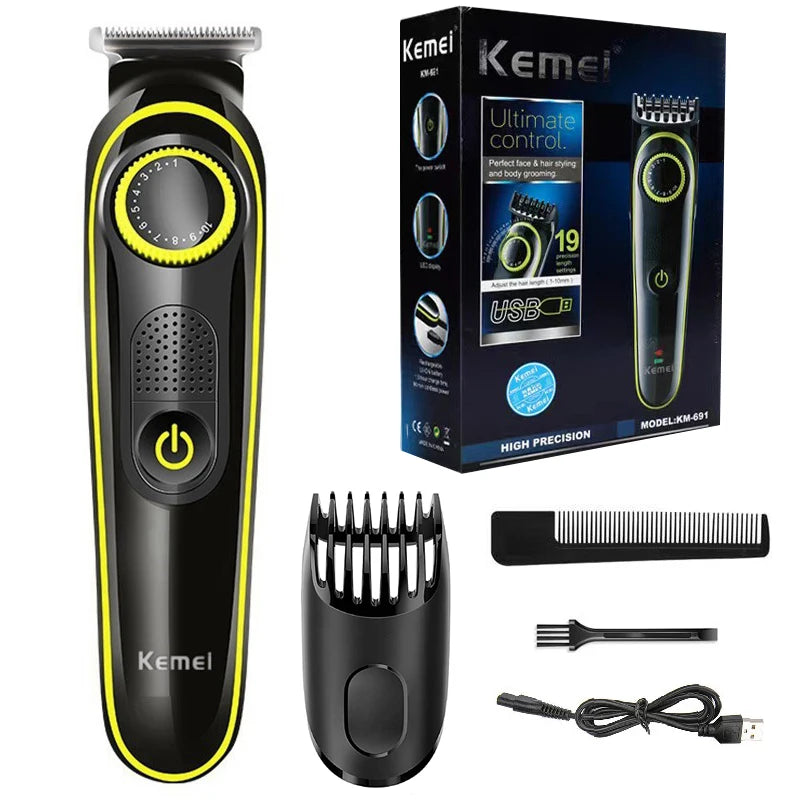 Adjustable electric beard trimmer for men with rechargeable battery and ergonomic design for precise grooming.