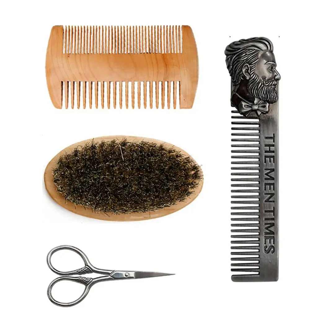 Professional Beard Comb Set Double Beard Oil Head Shape Beard Comb Brush Care Beard Oil Tool Hair Comb Set