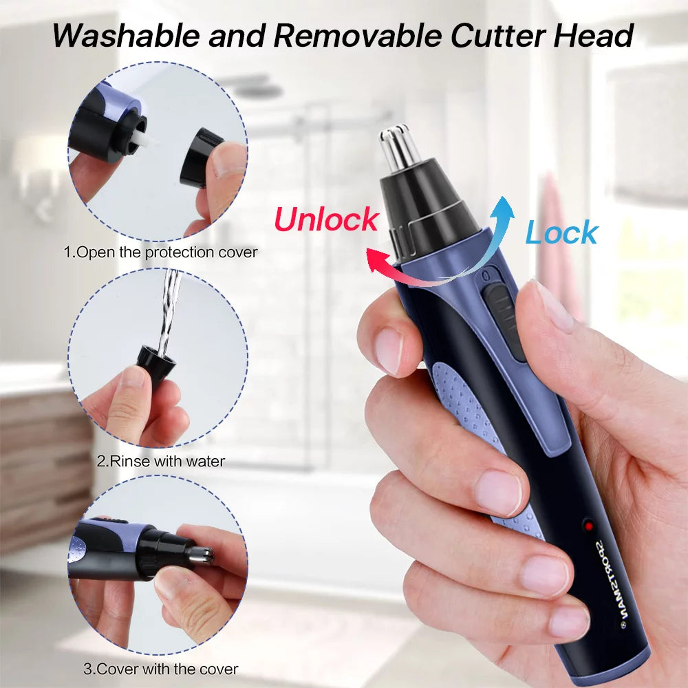 Compact and portable nose hair trimmer, ideal for travel and on-the-go grooming.
