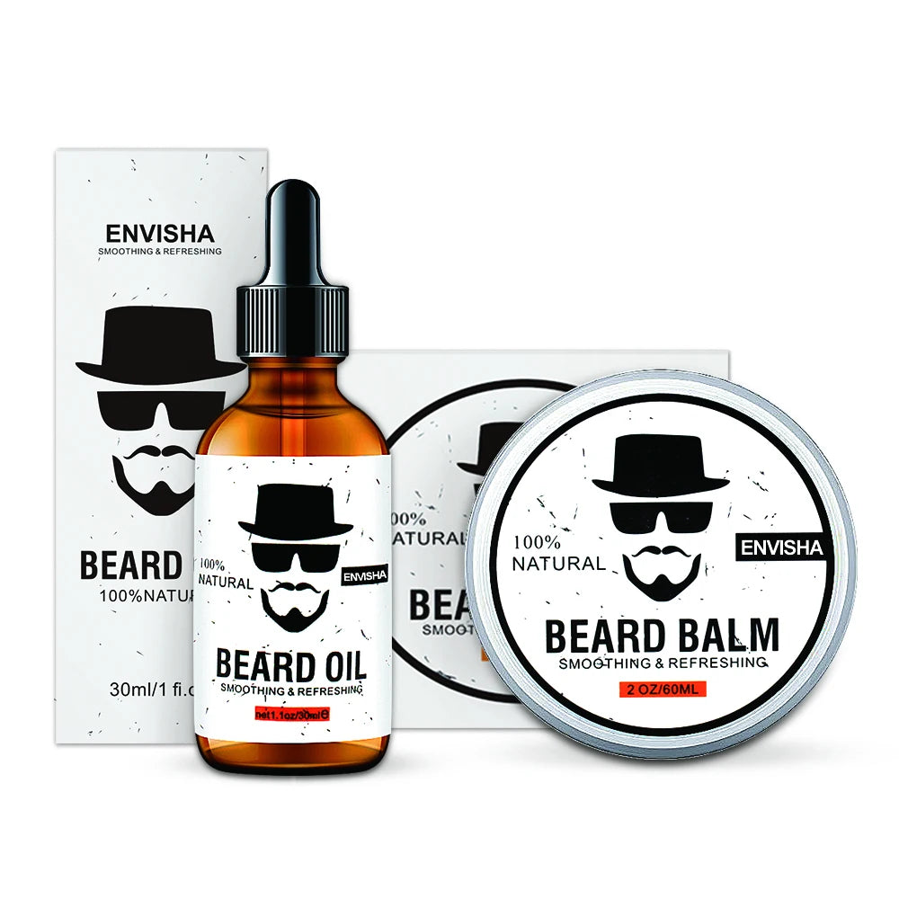 Natural beard oil promoting beard growth, nourishment, and moisturizing for men’s beards.
