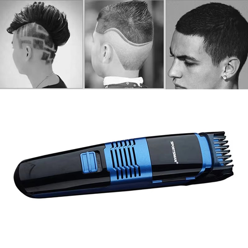 Vacuum trimmer for precise mustache shaping and beard styling with adjustable length settings.