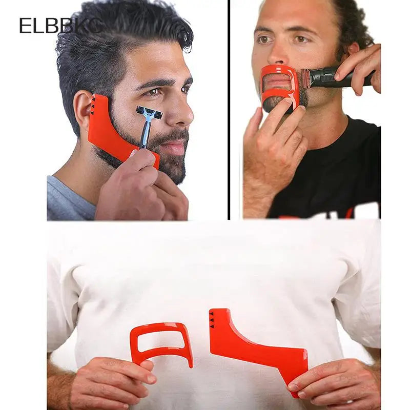 Man using beard comb from the styling set for perfect beard shaping