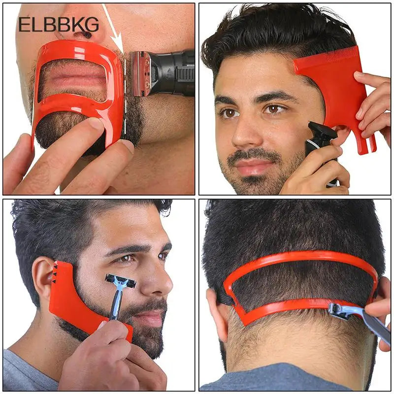 Man using beard comb from the styling set for perfect beard shaping