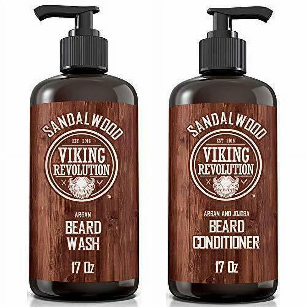 Natural ingredients of 34 oz Beard Conditioner and Wash with Sandalwoo