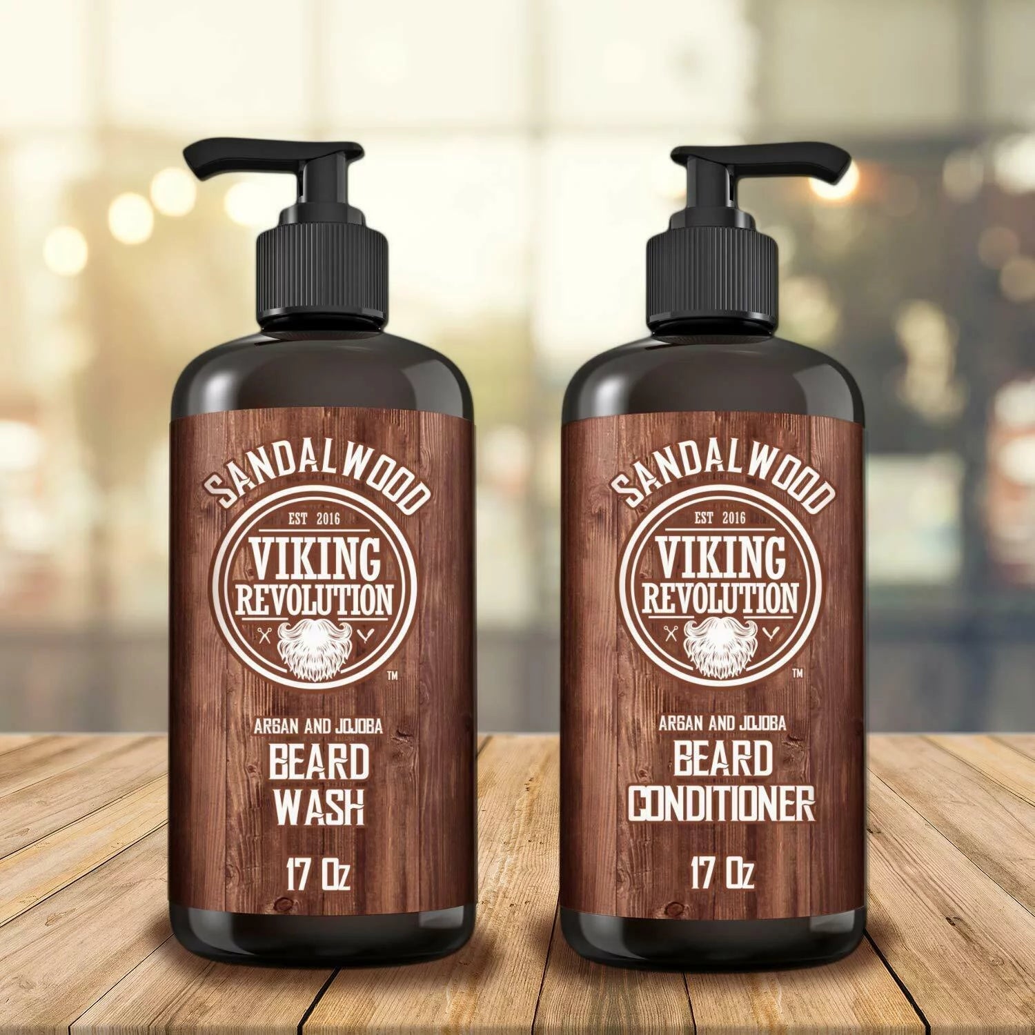 Beard Conditioner and Wash set with Sandalwood, 34 oz bottle