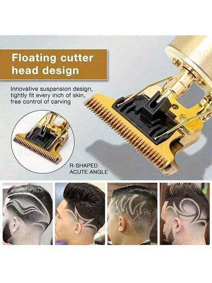 Beard trimmer set includes multiple guide combs for versatile trimming and styling options.