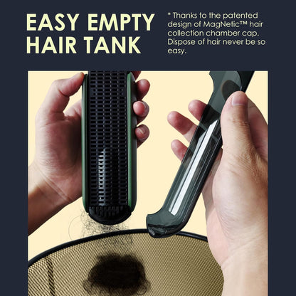 No-nick beard trimmer with hair-capturing vacuum system for clean grooming