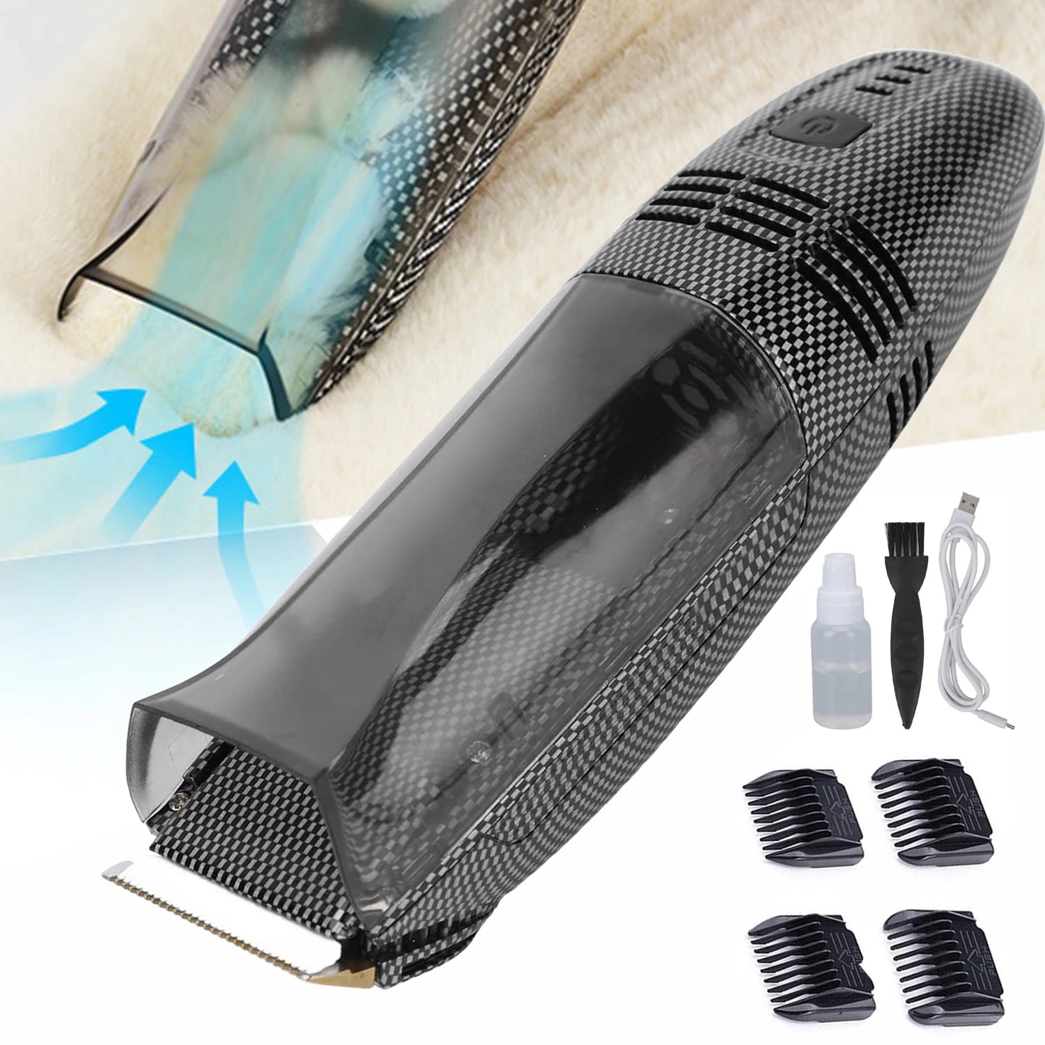 Vacuum Beard Trimmer - Cordless, Rechargeable, Mess-Free Grooming Kit