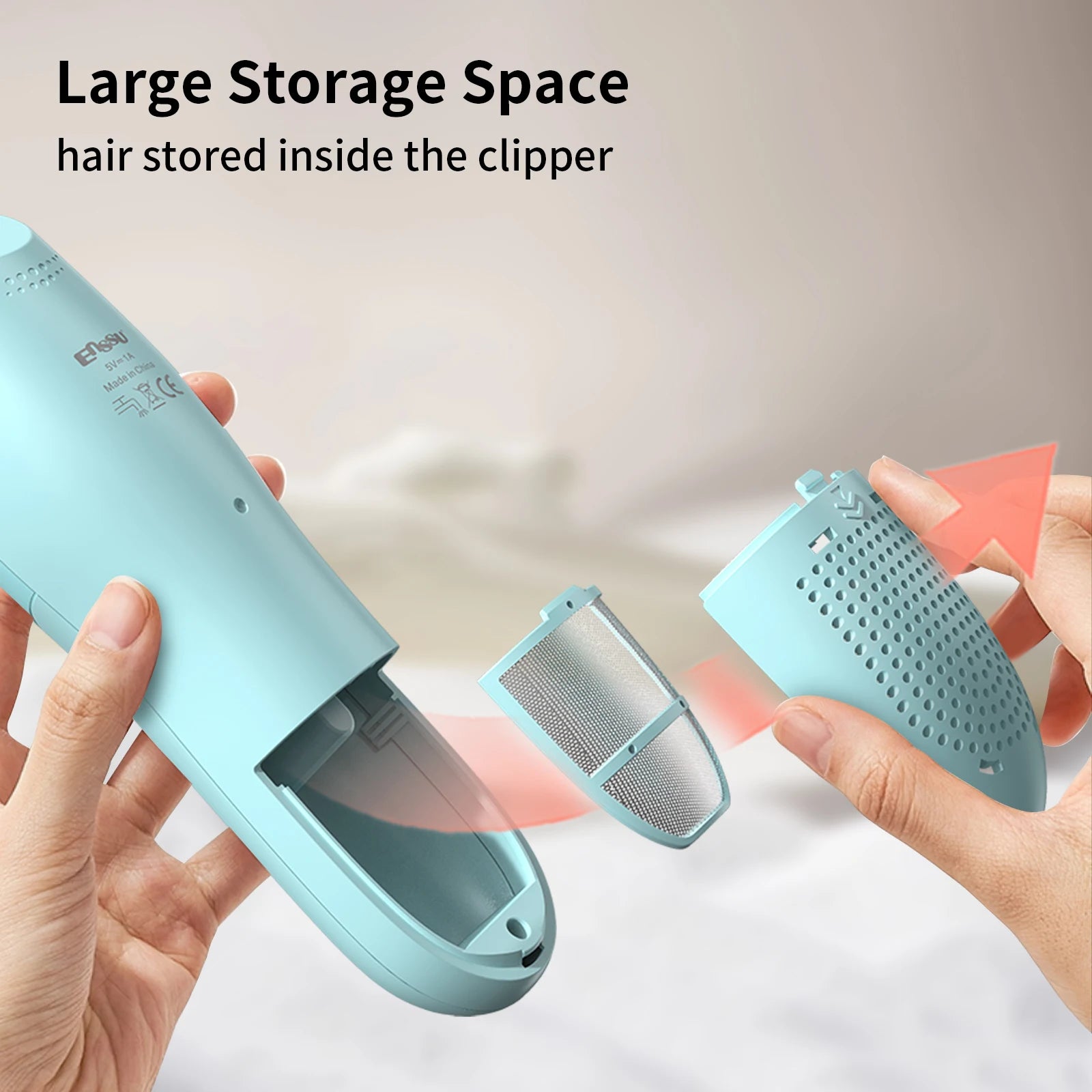 top view of AquaTrim vacuum beard trimmer with fast charging