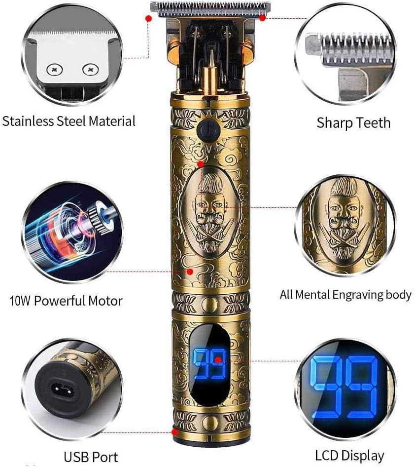 Hair Clippers for Men, Professional Hair & Beard Trimmer for Men, T-Blade Hair Edgers Clippers, Gold Knight Close-Cutting Trimmers, Cordless Clippers for Hair Cutting