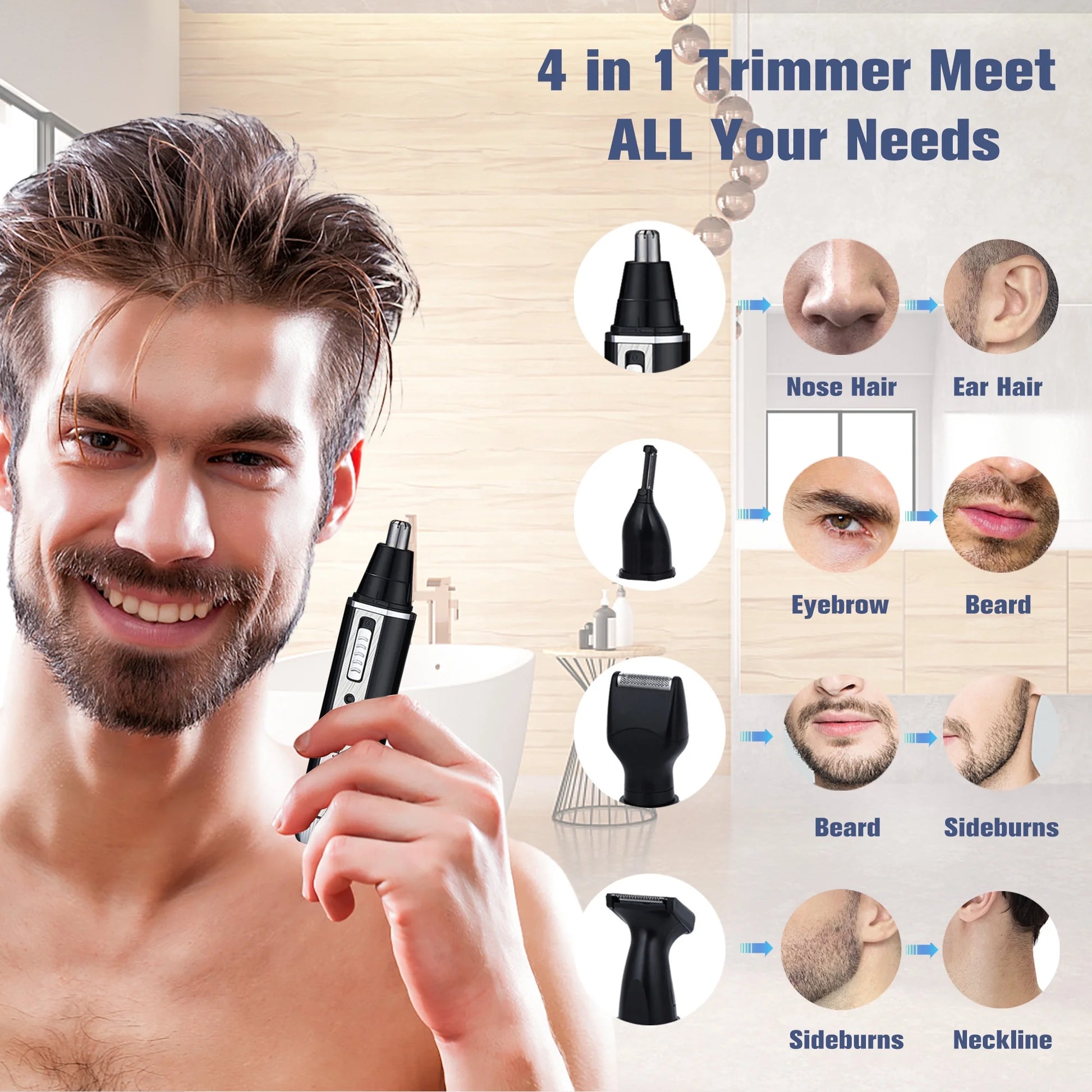 Best electric nose hair trimmer with beard trimming functionality, designed for men.