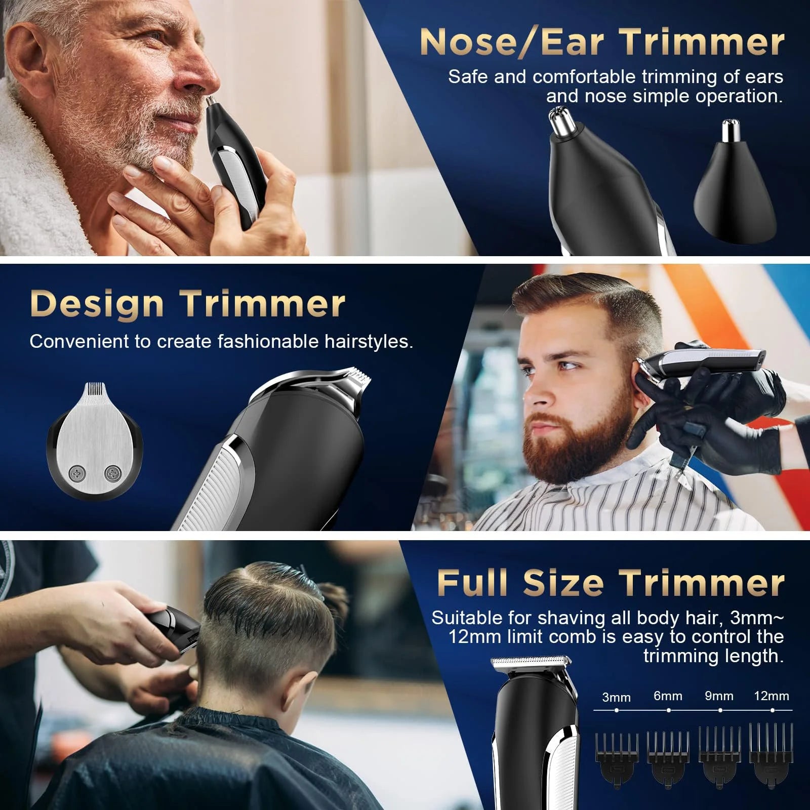 Complete grooming hair cutter kit for all men's grooming needs