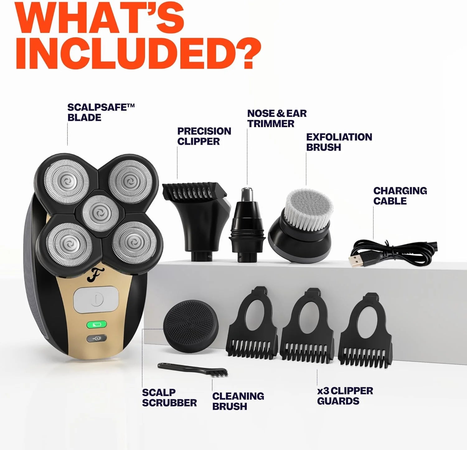 Cordless Freebird head shaver alternative with ergonomic design