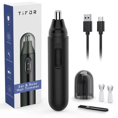 Nose hair trimmer with dual-edge blade technology for safe and painless trimming