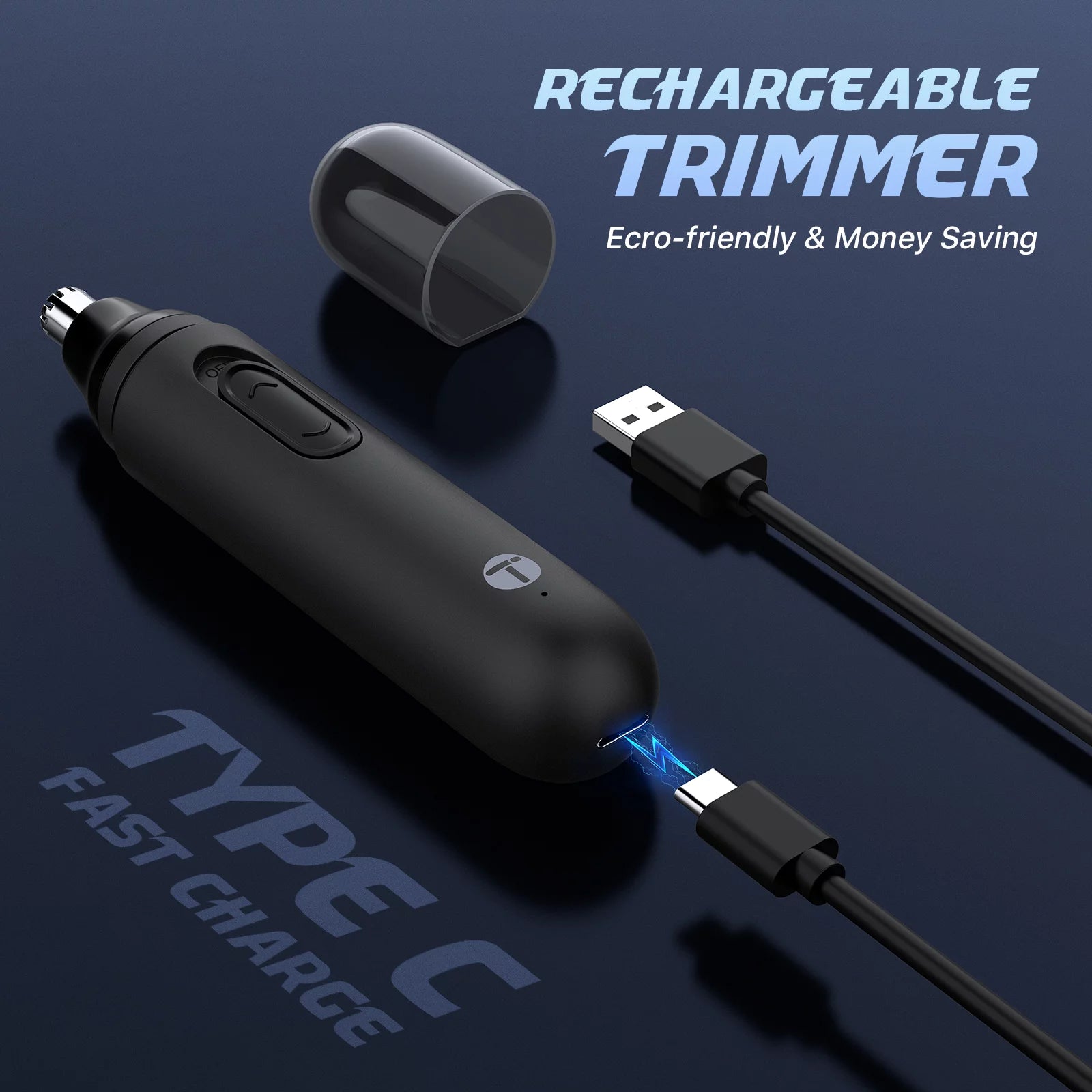 Portable nose and ear hair trimmer for travel with cleaning brush included