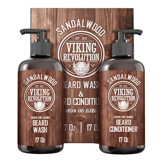 Front view of 34 oz Beard Conditioner and Wash with Sandalwood scent