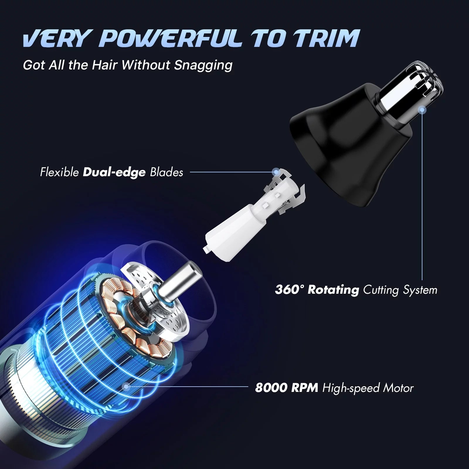 Easy to clean nose hair trimmer with compact design for convenient grooming