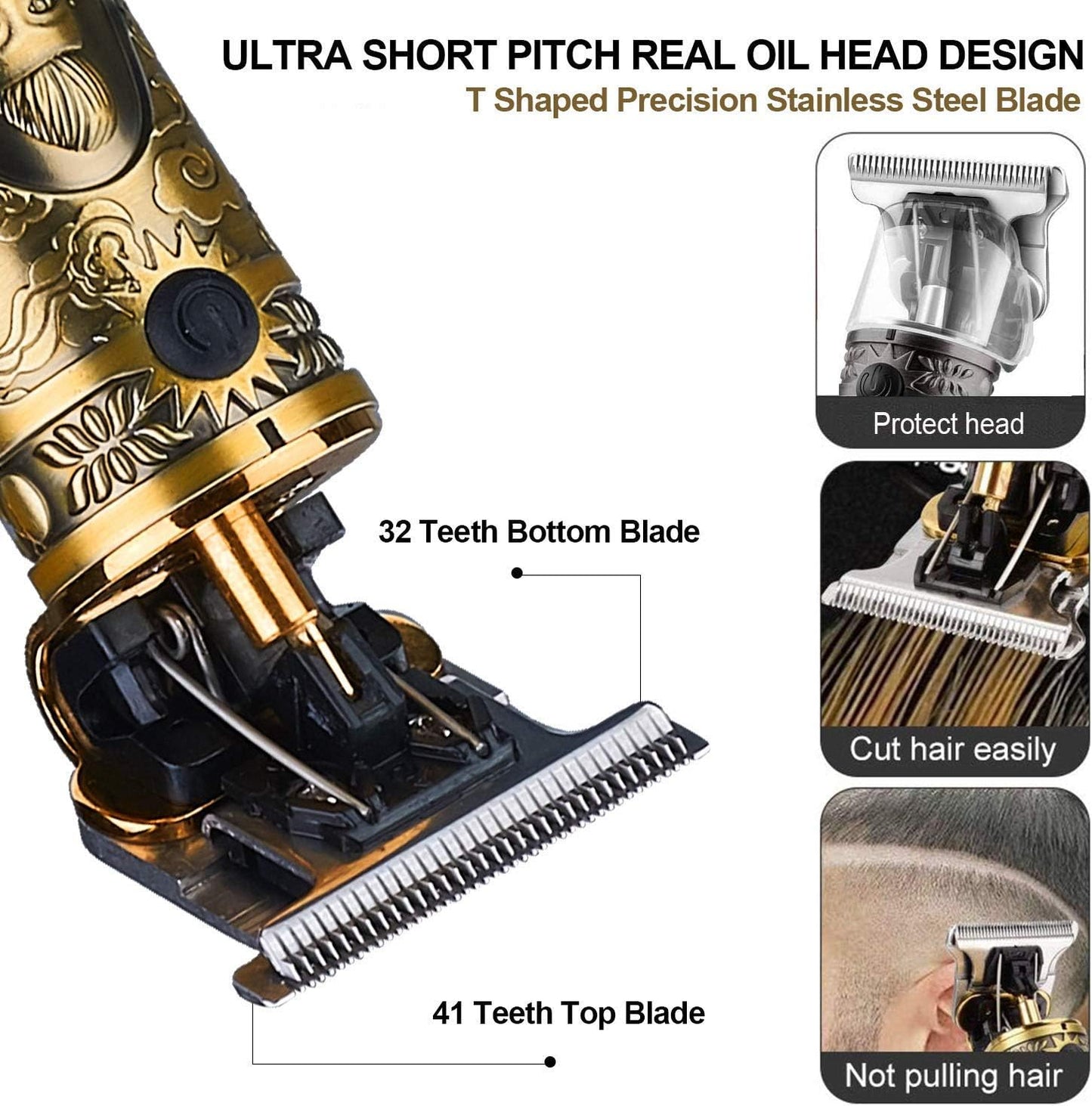Hair Clippers for Men, Professional Hair & Beard Trimmer for Men, T-Blade Hair Edgers Clippers, Gold Knight Close-Cutting Trimmers, Cordless Clippers for Hair Cutting