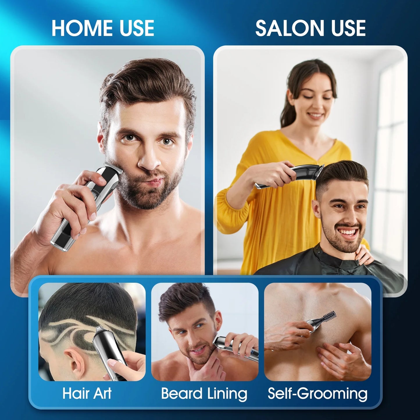 Various attachments included in the hair cutter kit for versatile grooming