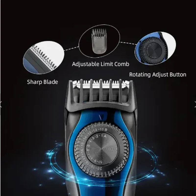 Hair cutter for men equipped with a professional-grade motor for smooth, snag-free cutting.