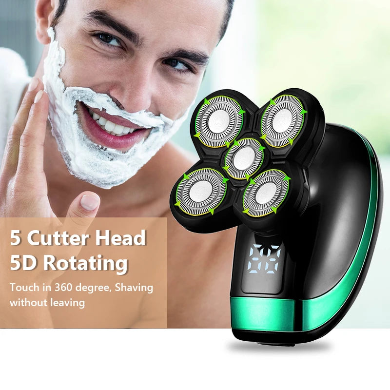Portable shaver fits easily in hand for travel-ready grooming