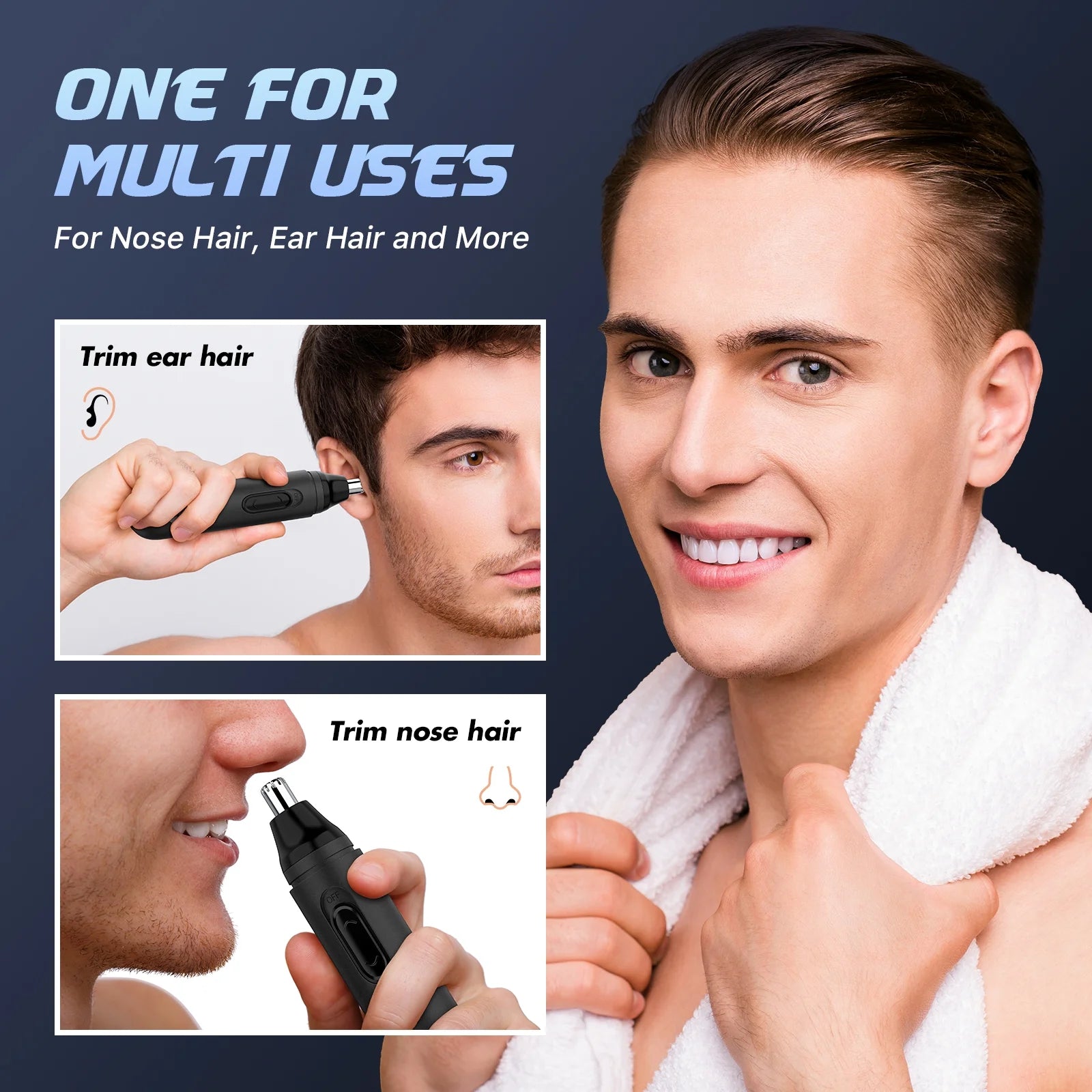 Nose hair trimmer with cleaning brush for easy maintenance