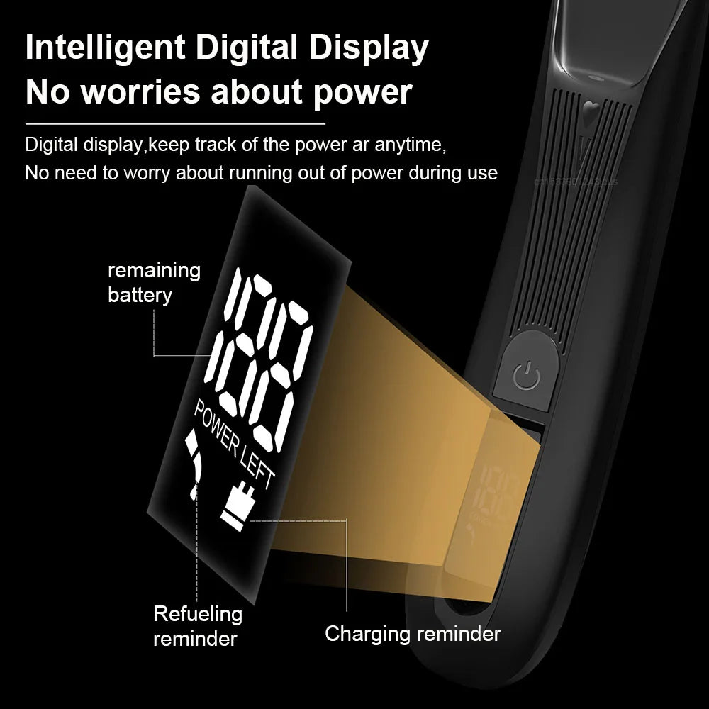 Professional hair cutter for men, designed for body and beard grooming, featuring a waterproof, painless trimming system.