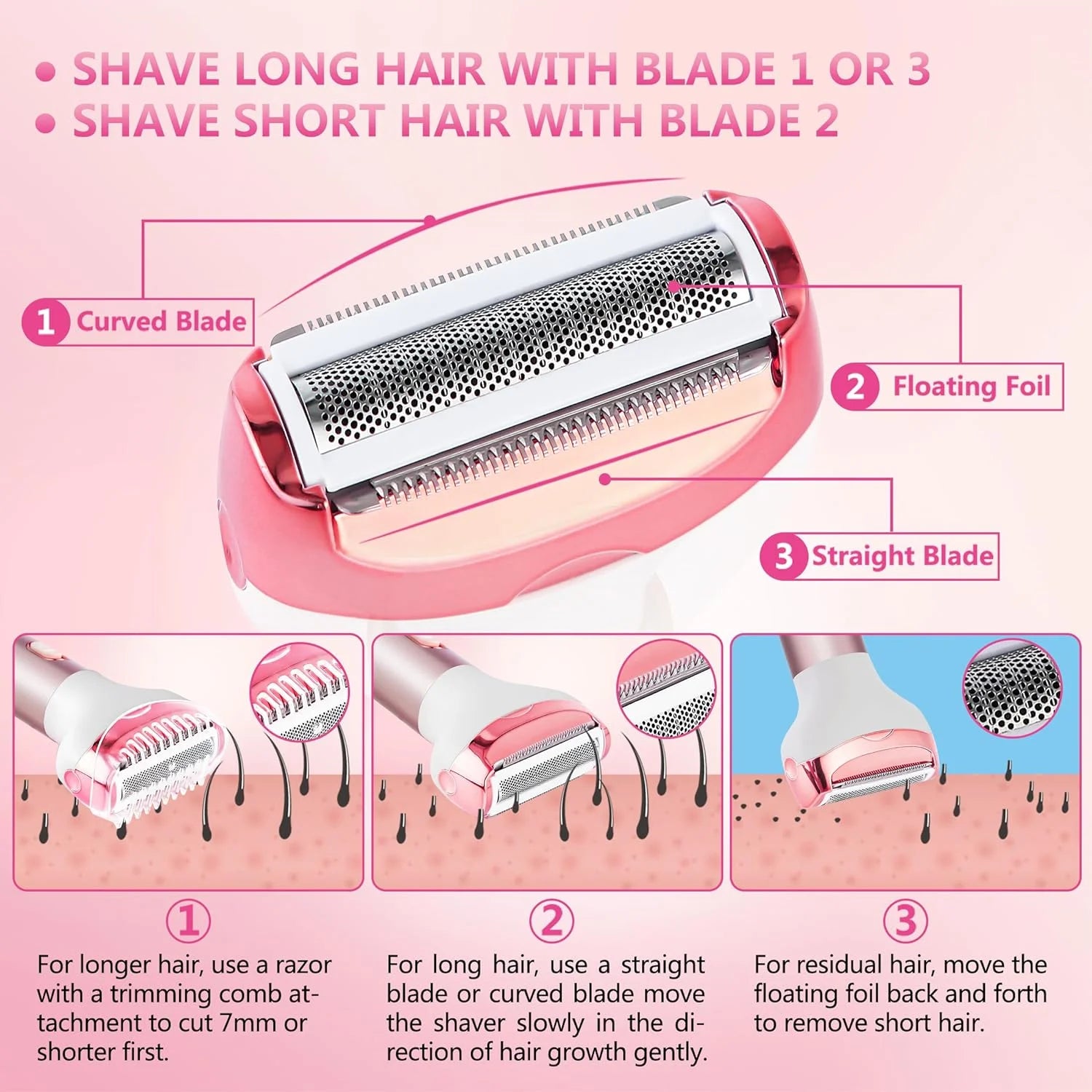 Women electric shaver demonstrating smooth and efficient hair removal results