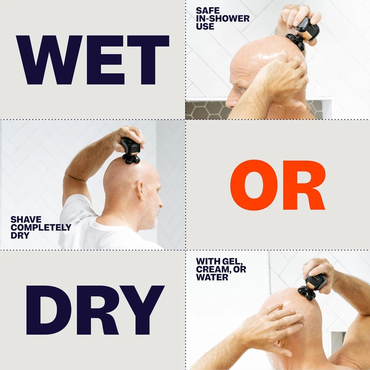 Waterproof electric head hair shaver for men